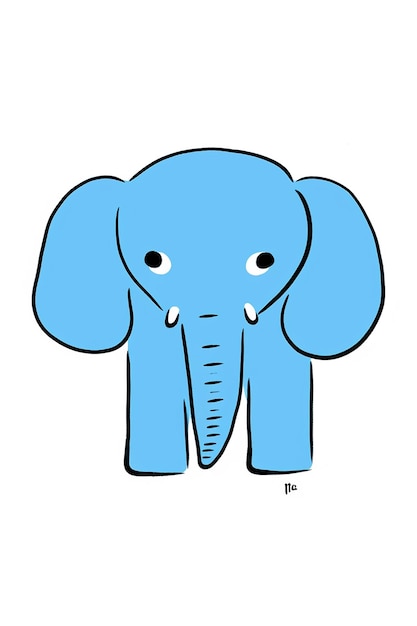 Adorabele blauwe extra schattige en grappige blauwe olifant
