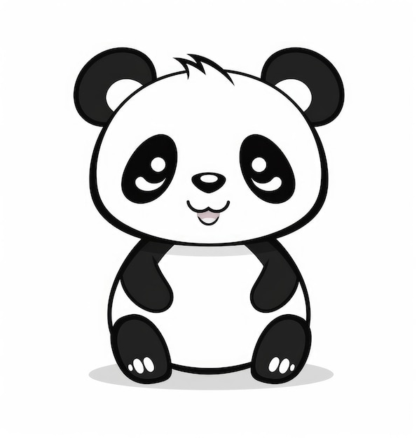 Adorabele zwarte witte panda met expressieve ogen in de natuur Generatieve AI