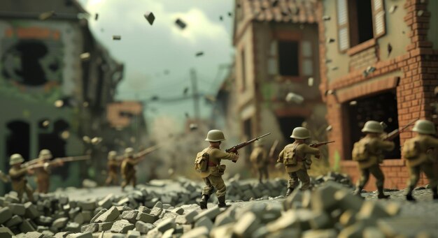 Photo an adorable 3d animation of a war scene in memphis ai generated illustration