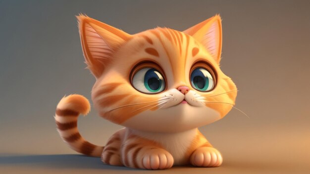 Adorable 3D Cartoon Cat