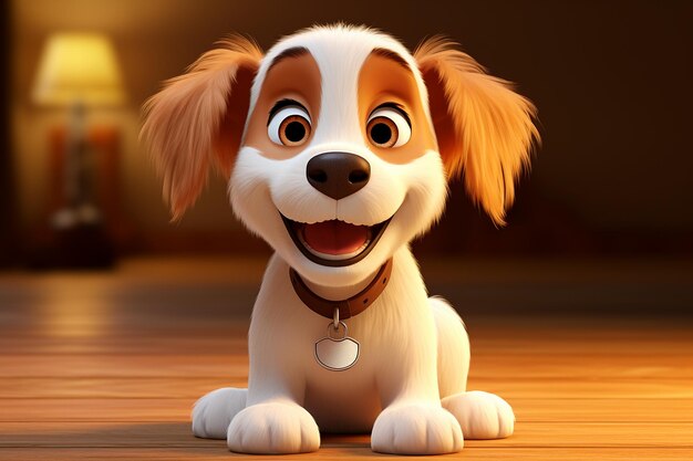 Photo the adorable 3d cartoon dog puppy