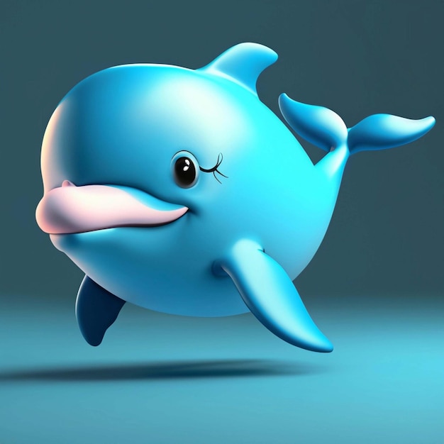 Adorable 3D Cartoon Dolphin Character Brimming with Playful Cheerful Joy Generative AI