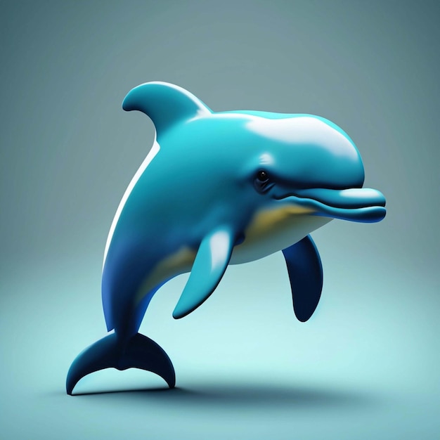 Adorable 3D Cartoon Dolphin Character Brimming with Playful Cheerful Joy Generative AI