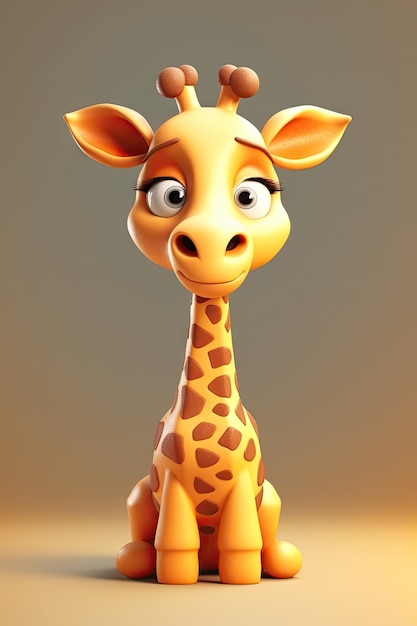 Adorable 3D Cartoon Giraffe Character