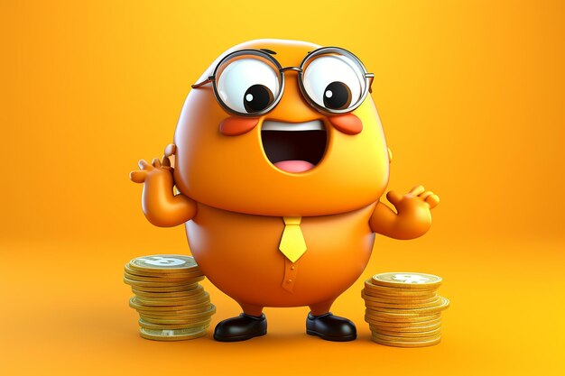 Adorable 3d cartoon money character