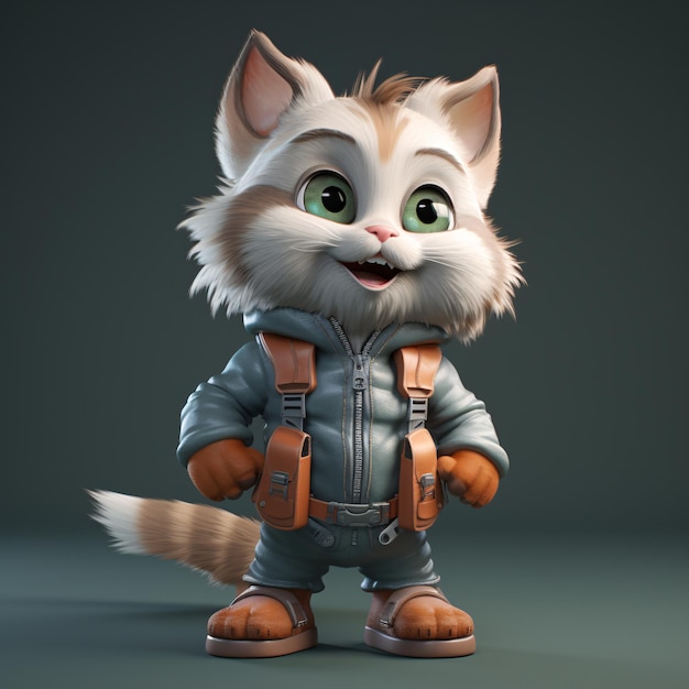 Adorable 3D Cute Cat Character