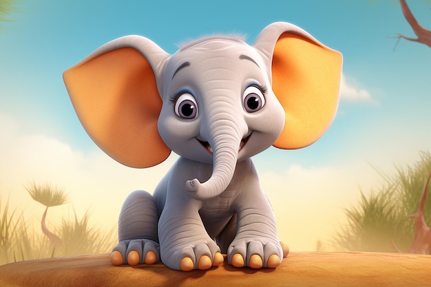 Adorable 3D Elephant Character