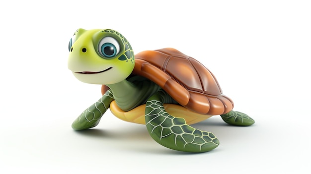 Photo adorable 3d illustration of a happy turtle the turtle has a friendly smile on its face and is looking up at the viewer