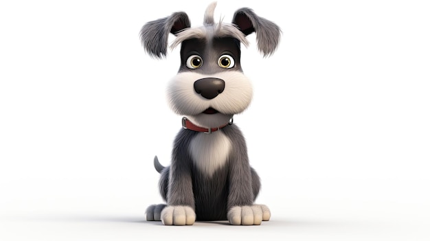 Adorable 3D Miniature Schnauzer in Pixar Style