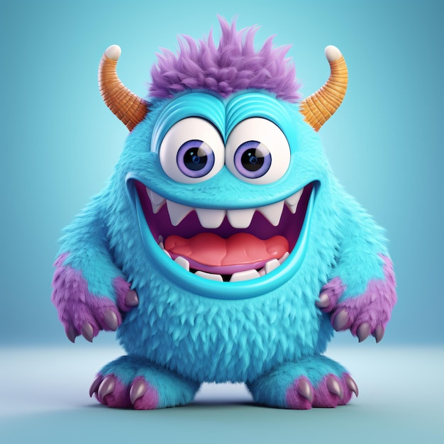 Photo adorable 3d monster character collection of cute and playful