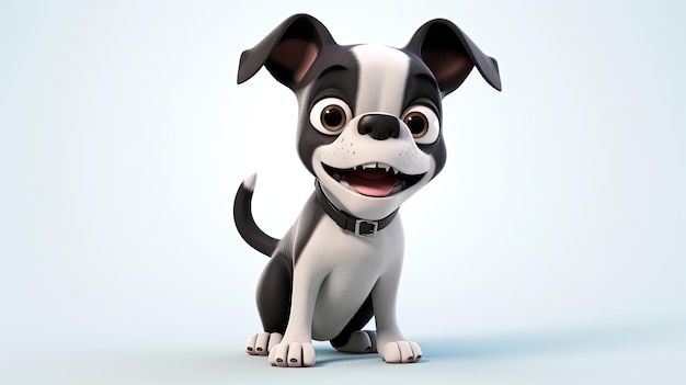 愛らしい 3D PixarStyle ボストン テリアの子犬の冒険