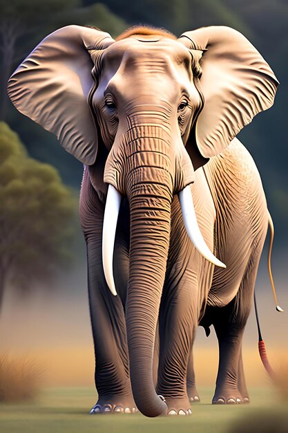 An adorable African Elephant Beautiful nature background Digital artwork