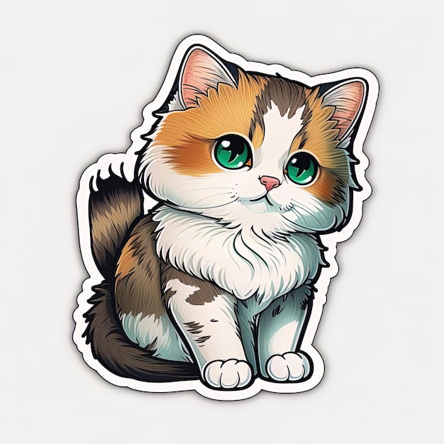 Adorable animation cute cat sticker