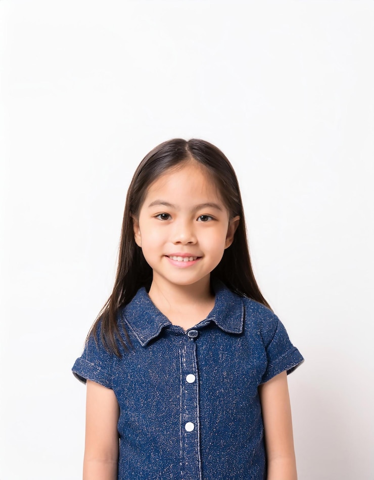Photo adorable asian kids posing on a white background showcasing joyful expressions and playful poses