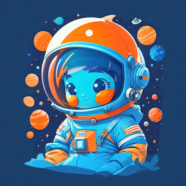 Adorable astronauts cute pixel art in the galaxy space