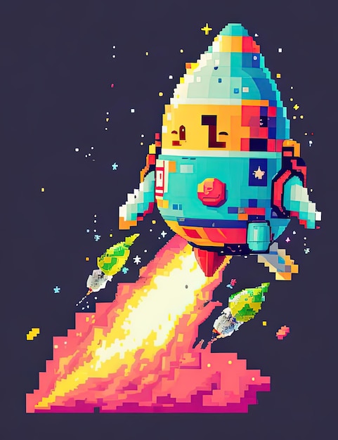 Adorable astronauts cute pixel art in the galaxy space