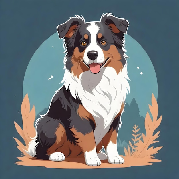 Adorable Australian Shepherd Clip Art