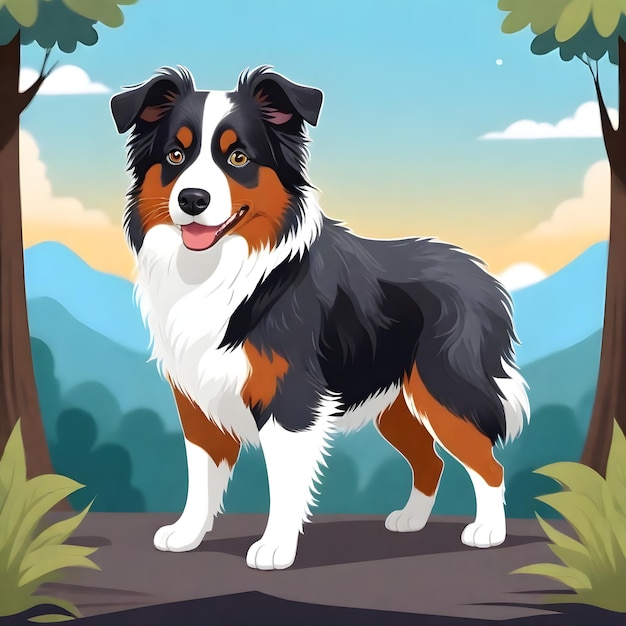 Adorable Australian Shepherd Clip Art