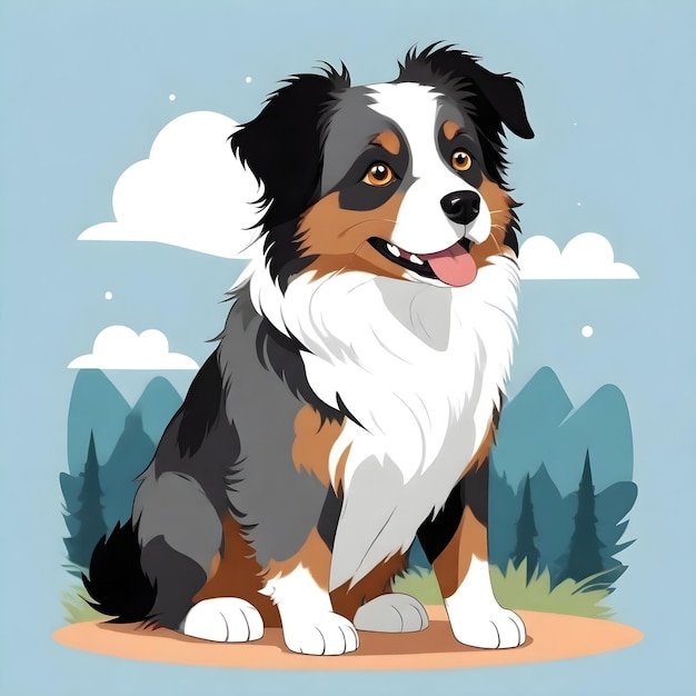 Adorable Australian Shepherd Clip Art