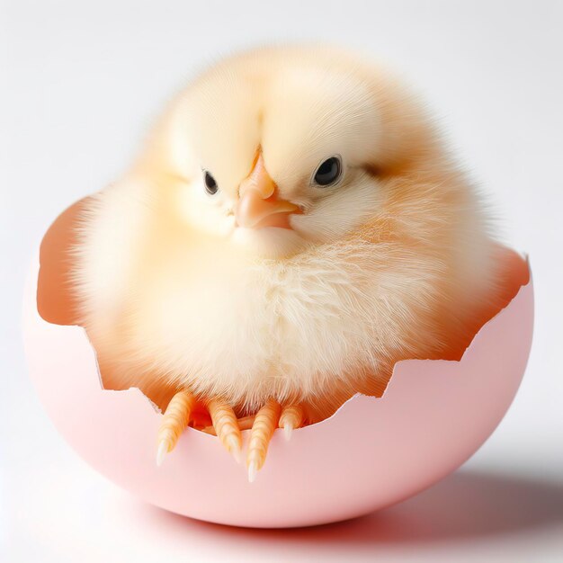 Adorable Baby Chick Chicken on White Background