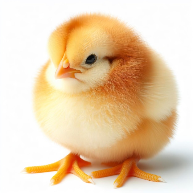 Adorable Baby Chick Chicken on White Background