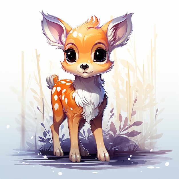 Adorable Baby Deer in Watercolor Illustration