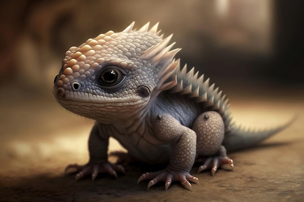 Adorable Baby Dragon with Playful Expression Generative Ai