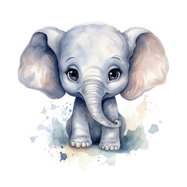 Adorable Baby Elephant Clipart in Soft Style AI Generated