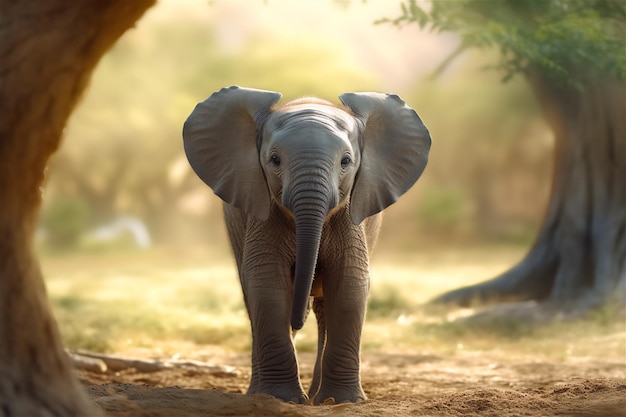 Adorable Baby Elephant in its Natural Habitat Realistic Animation AI generated