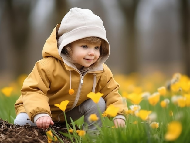 Adorable baby exploring the nature