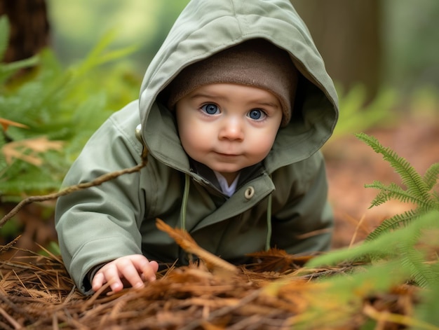 Adorable baby exploring the nature