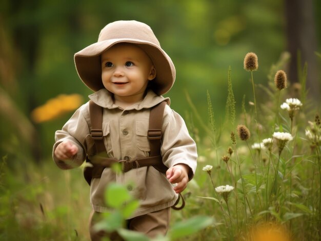 Foto bambino adorabile che esplora la natura