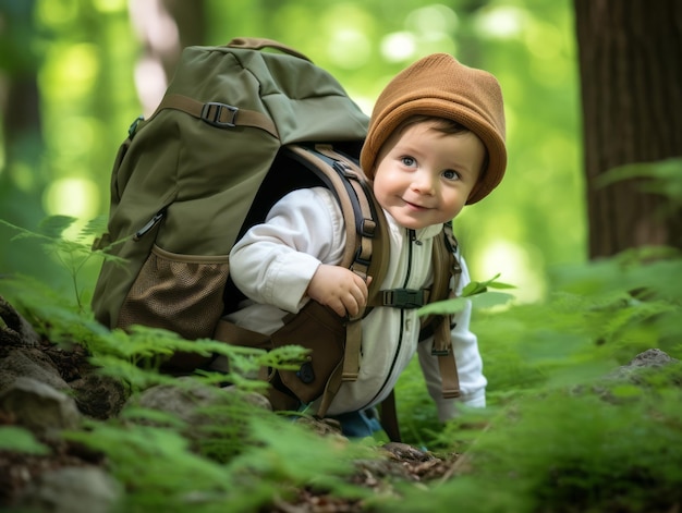 Adorable baby exploring the nature