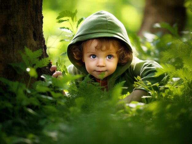 Photo adorable baby exploring the nature