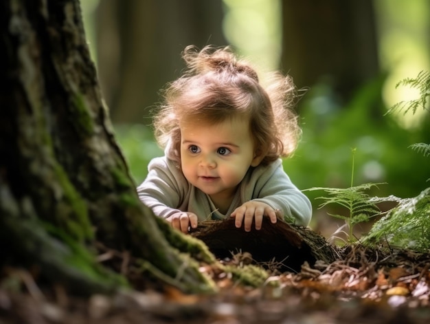 Photo adorable baby exploring the nature