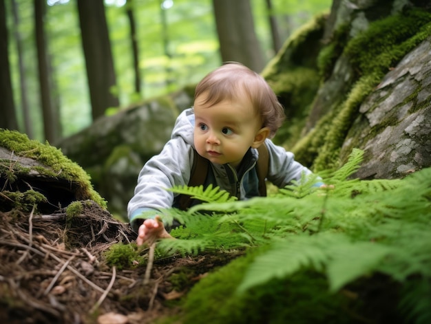 Photo adorable baby exploring the nature