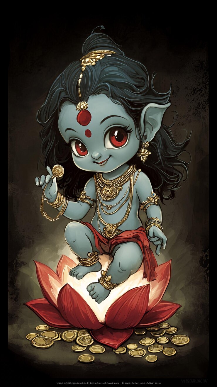 फोटो adorable baby ganesha sitting on a lotus flower