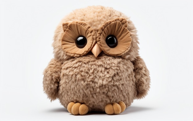 Adorable Baby Owl Plush with Transparent Background