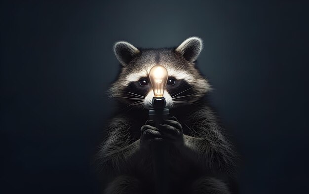Adorable Baby raccoon portrait photo background
