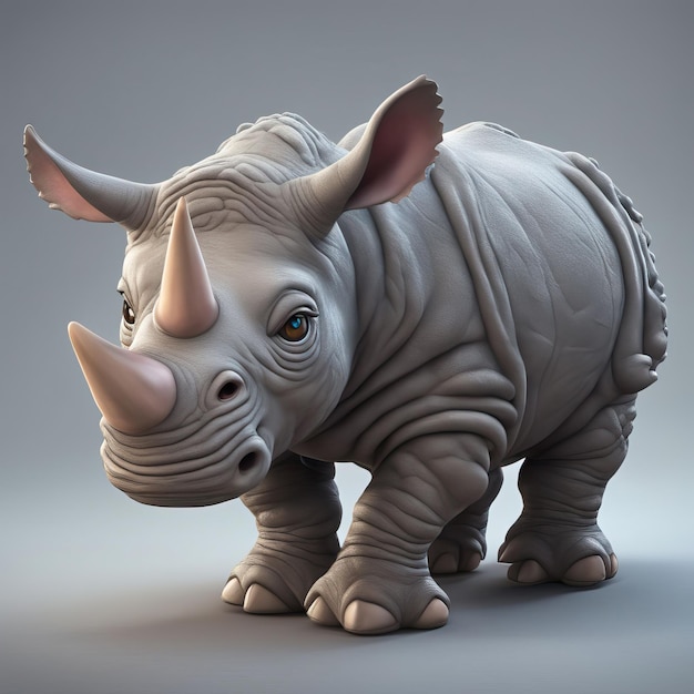 Adorable Baby Rhino Een schattige vectorillustratie van een jonge neushoorn met ingewikkelde details