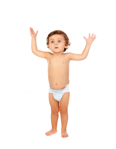 Фото Очаровательный младенец, носящий подгузник