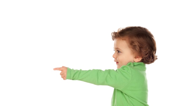 Photo adorable baby with green shirt