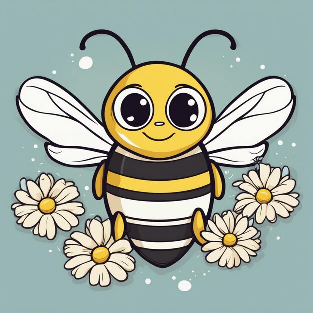 Photo adorable bee flying arond the flowers generative ai