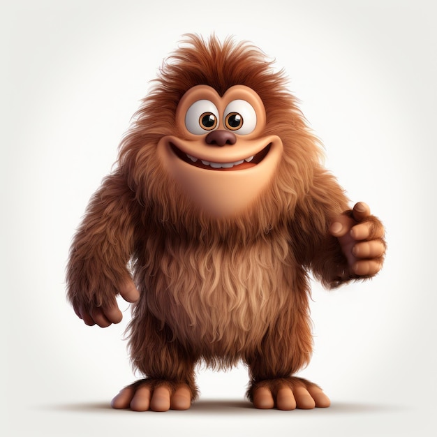 Adorable Bigfoot Clip Art with Tall Lanky Body and Fuzzy Fur