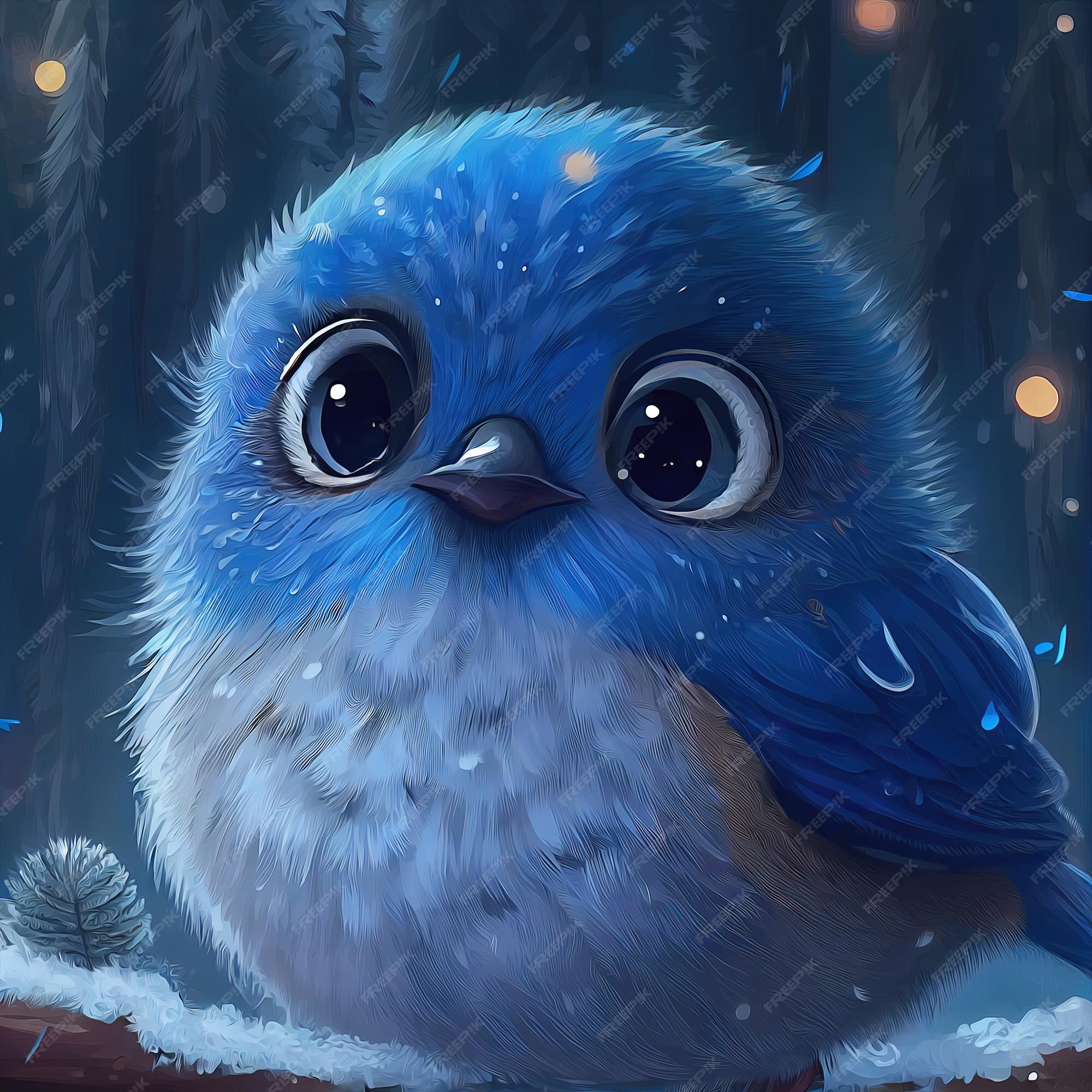 Premium Photo | Adorable blue bird in winter forest