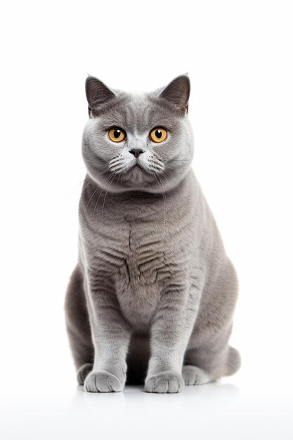 Adorable british shorthair cat on white studio background