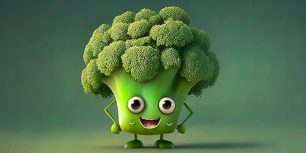 Adorable Broccoli Animated Character