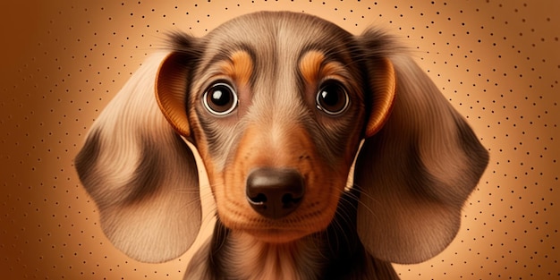愛らしい茶色のダックスフンド子犬の写真イラスト - AI 生成画像