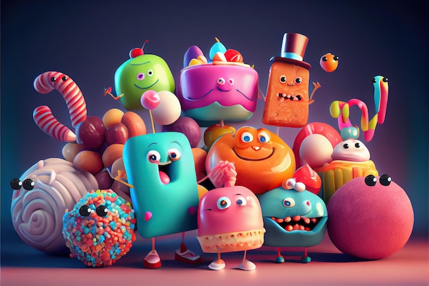 Adorable candy characters Cute funny