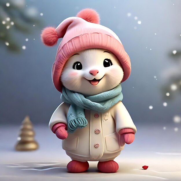 The adorable cartoon animal character graces the scene its face adorned with an infectious smile AI